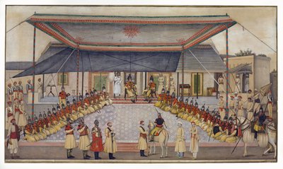 Colonel James Skinner holding a Regimental Durbar, 1827 by Ghulam Ali Khan